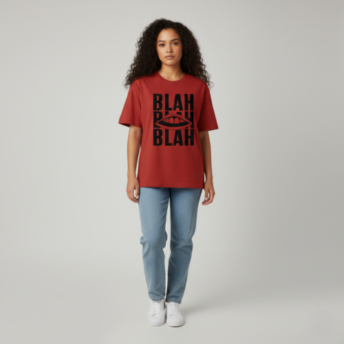 bold blah graphic oversized classic t shirt red