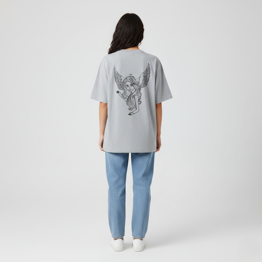 angel wing graphic oversized classic t shirt grey melange angel wing graphic oversized classic t shirt grey melange