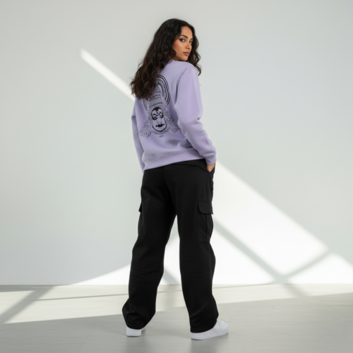 “the divine mask” – kathakali line art sweatshirt coral