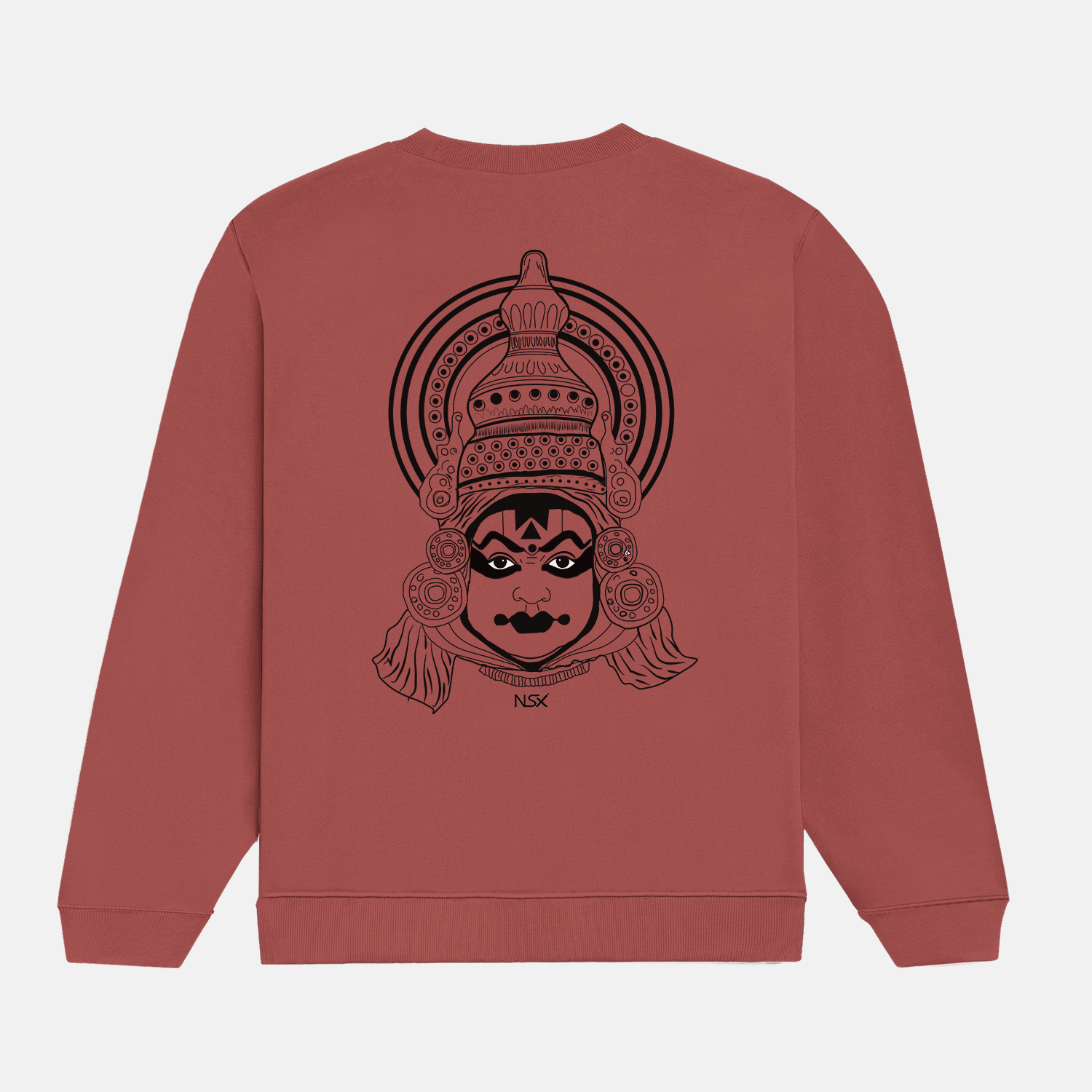“the divine mask” – kathakali line art sweatshirt maroon “the divine mask” – kathakali line art sweatshirt maroon