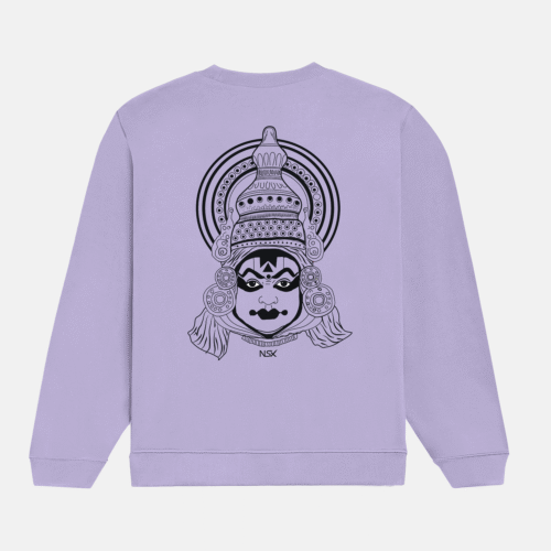 “the divine mask” – kathakali line art sweatshirt maroon