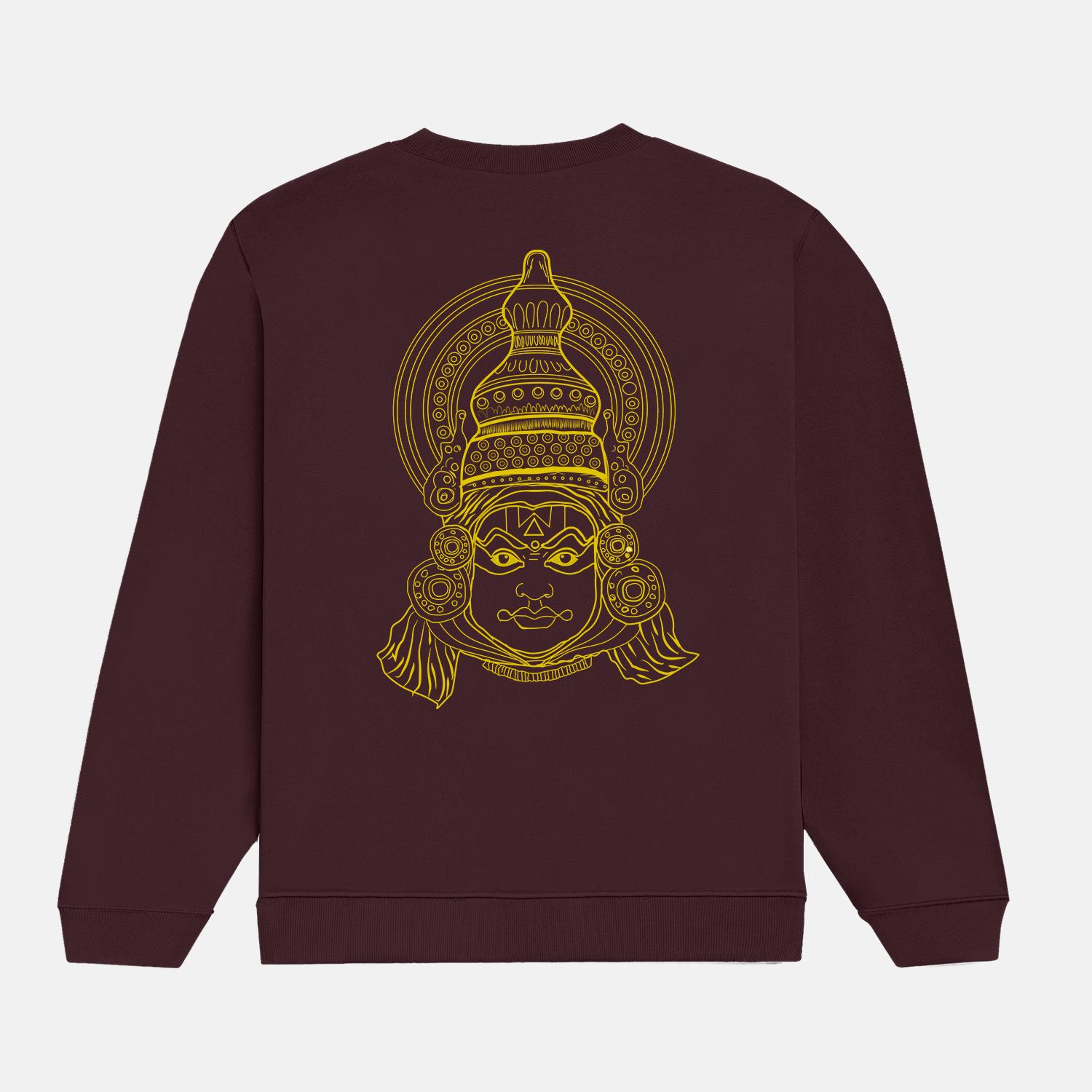 “the divine mask” – kathakali line art sweatshirt maroon “the divine mask” – kathakali line art sweatshirt maroon