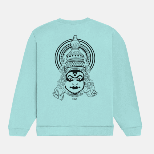 “the divine mask” – kathakali line art sweatshirt maroon
