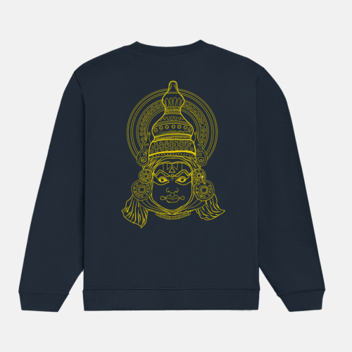 Home “the divine mask” – kathakali line art sweatshirt maroon