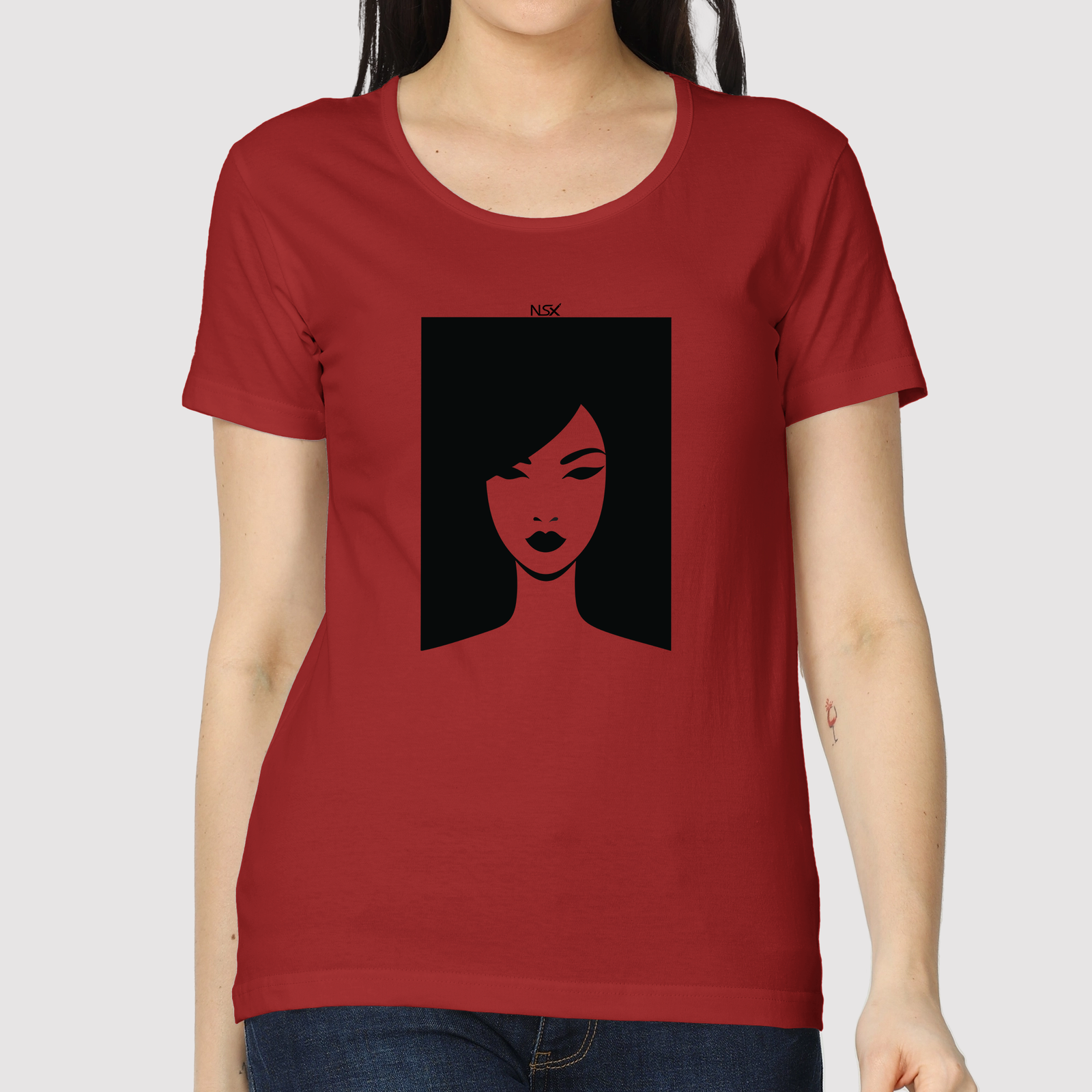 framed girl women's classic fit t shirt red framed girl women's classic fit t shirt red