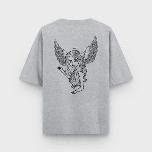 Home angel wing graphic oversized classic t shirt grey melange (copy)