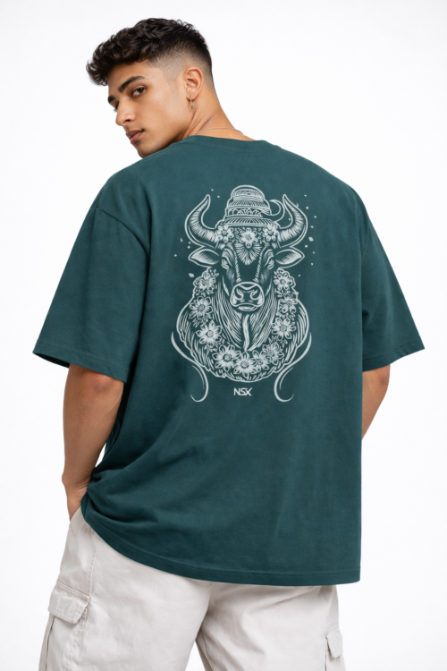 sacred bull graphic oversized classic t shirt black