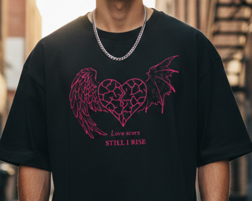 "still i rise" graphic oversized classic t shirt black